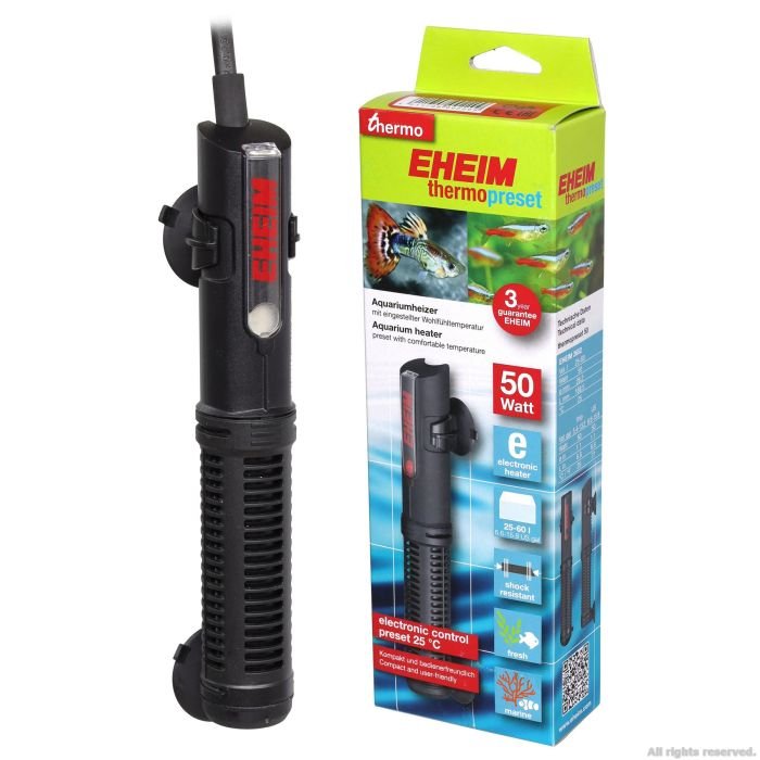 Eheim thermopreset 50W (3652010) нагрівач 25°C для акваріумів від 25л до 60л.